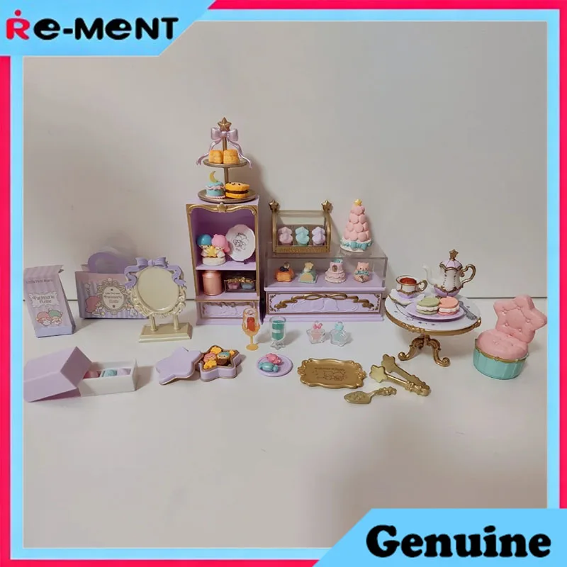 

Rement Sanrio Little Twin Stars Sweets Shop Mini Diorama Figure Blind Box Adorable Pastel Candy Store Scene Model Room Decor