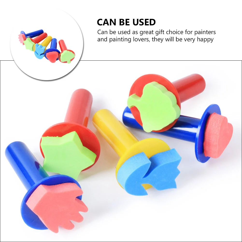 5 Pcs Set Painting Stamp Child Brushes for Kids Sponge Drawing Shapes Plastic Stamper