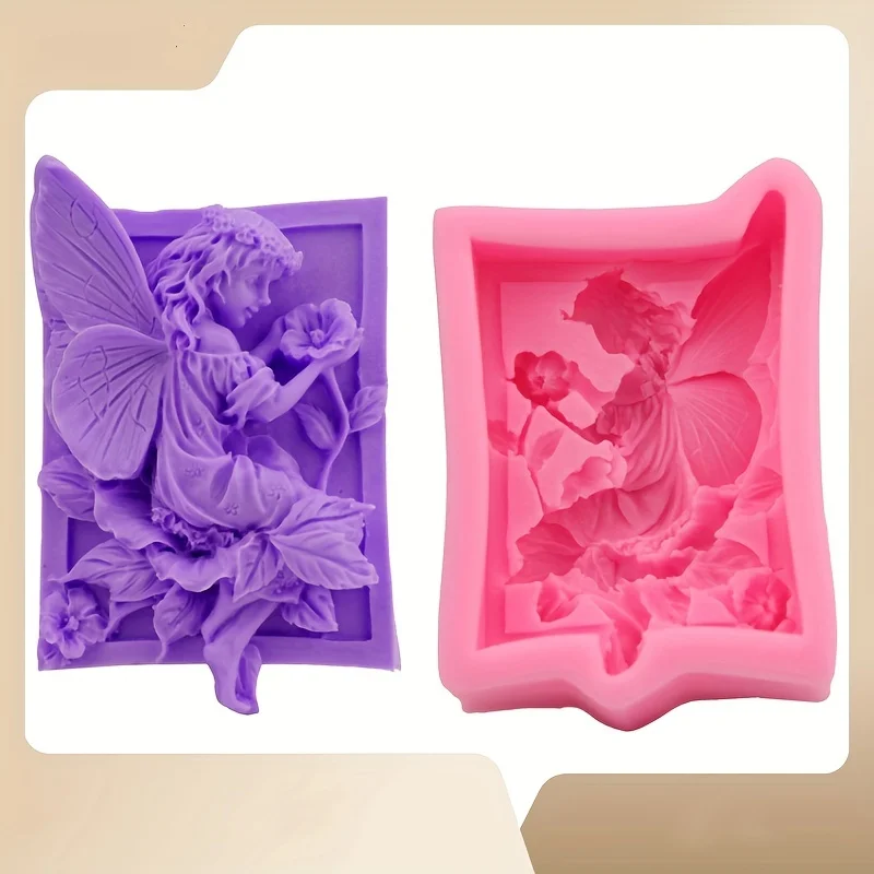 2pcs Intricately Designed Angel Flower Fairy Silicone Molds - Perfect for DIY Pudding, Chocolate, Candy, Desserts, Gummy, Handma