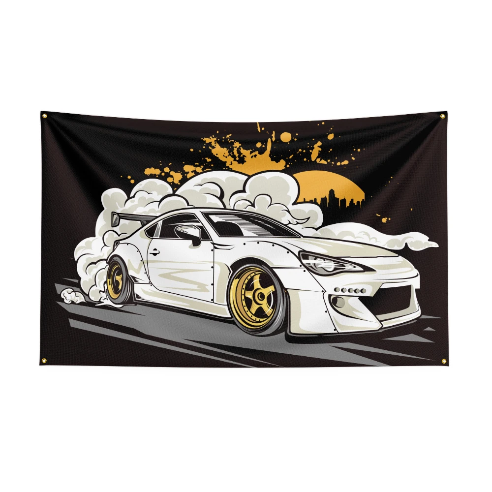 

3X5 FT JDM Car 2 Flag Polyester Printed Car Banner For Decor