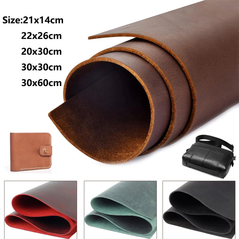 Leather Crazy Horse Oil Tanned Cowhide 2mm Thick Craft DIY Choice Size & Color