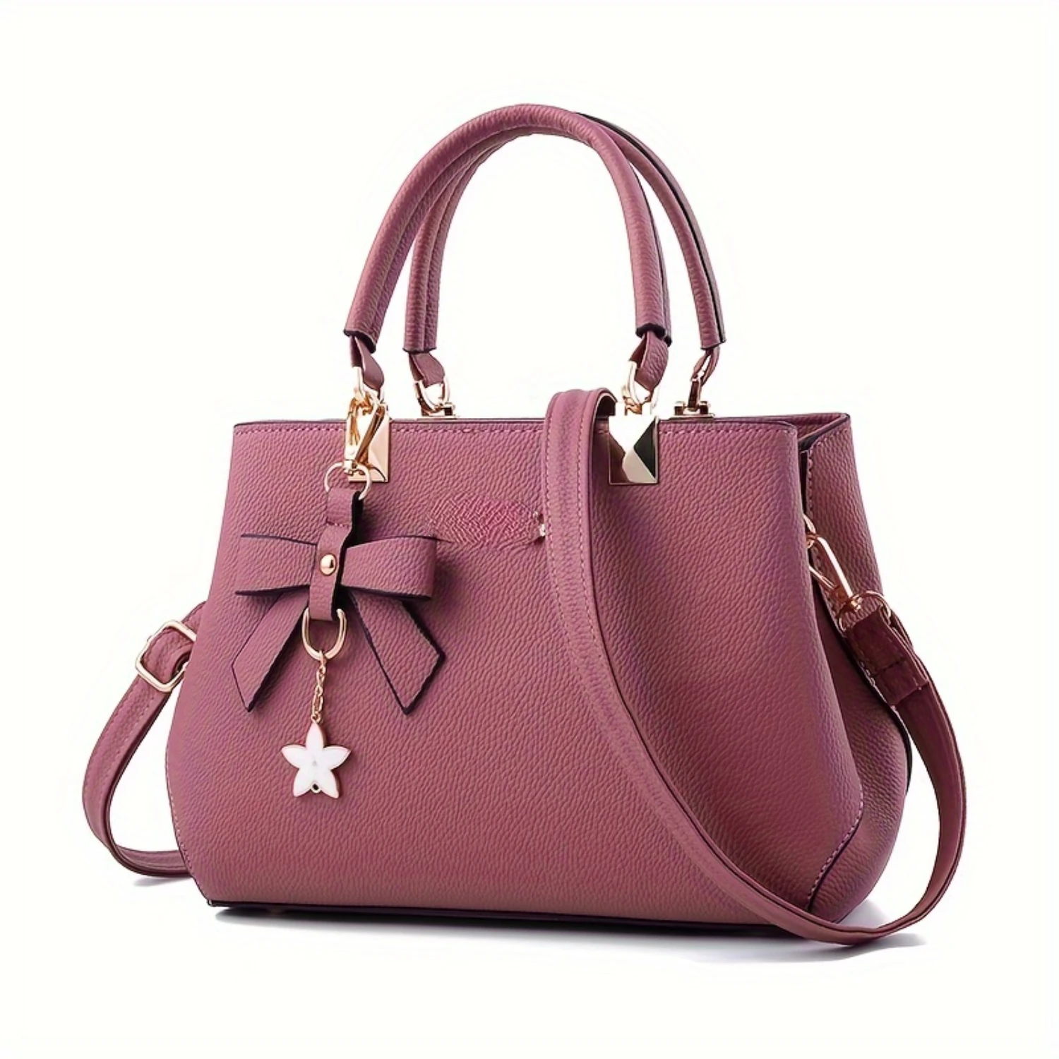 Chic Monogram Crossbody Handbag-PU Leather with Charm-Elegant Top Handle Purse for All Occasions