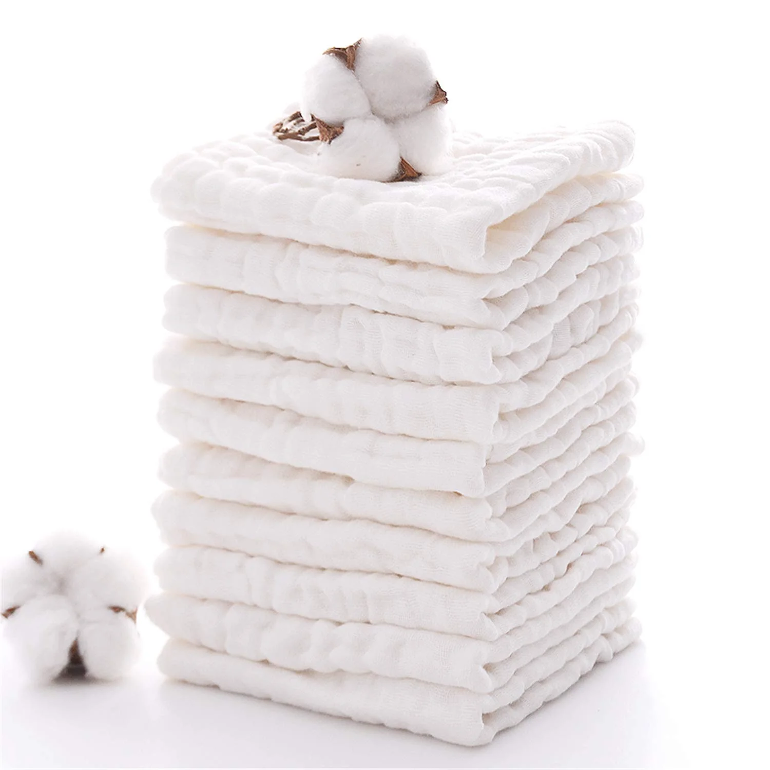 Baby Muslin Washcloths Natural Cotton Baby Wipes Soft Newborn Face Towel Sensitive Skin- Baby Registry 12*12inch Towels 2pcs