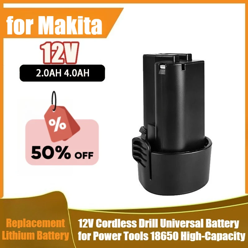 

Replacement Lithium Battery for Makita 12V Cordless Drill Universal Battery for Power Tools 18650 High-Capacity