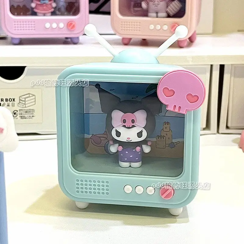 Hello Kitty Kawaii Sanrio caja ciega TV con diseño de luz nocturna pequeña dibujos animados lindo buen amigo niña corazón regalo de cumpleaños para niñas