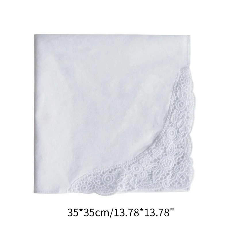 5asd Lace Edges Hankies Flower Lace Cotton Handkerchiefs Great for Bouquets