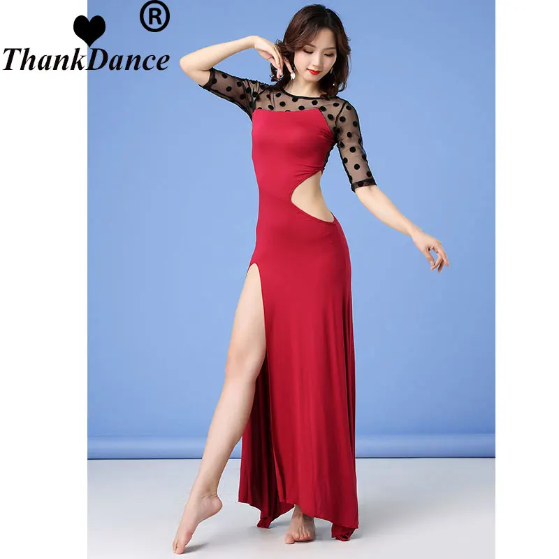 Oosterse Dans Pak Split Rok Praktijk Kleding Elegante Buikdans Rumba Samba Pak Performance Kleding Modal Bachata Jurk