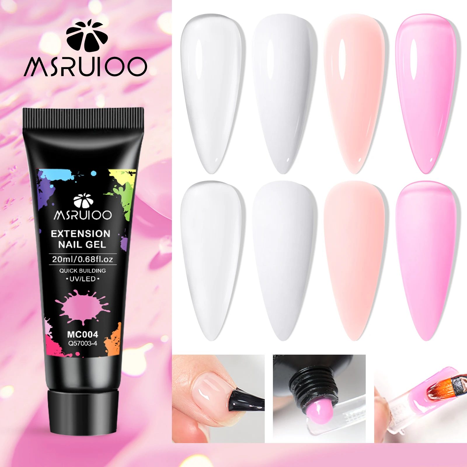 ชุดทำเล็บเจลต่อเล็บ MSRUIOO 10 ชิ้น/ชุด เจลเบส เจลท็อปโค้ท ติดทนนาน สำหรับตกแต่งเล็บ DIY เสริมความยาวเล็บ ใช้งานง่าย