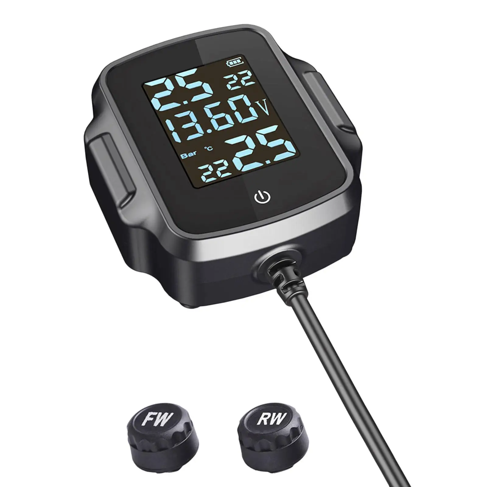 Motorcycle TPMS Tire Pressure Monitoring System, with Visual and Sound ing, Professional Accessories, LCD Display