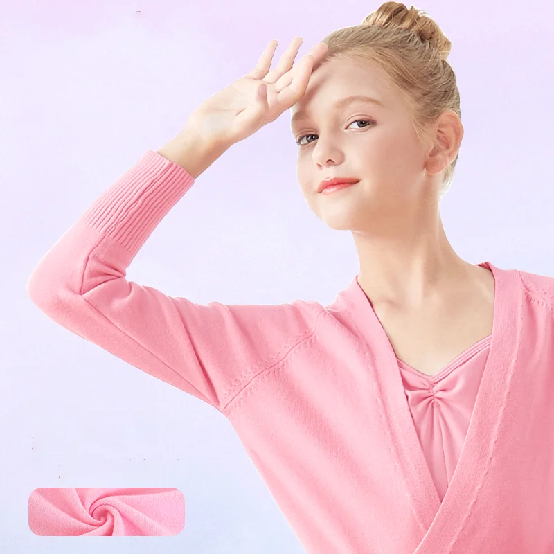 Cardigan de Ballet à Manches sulfpour Fille, Vêtement de brev, Chaud, avec Ceinture à la Taille, pour Hiver et Automne