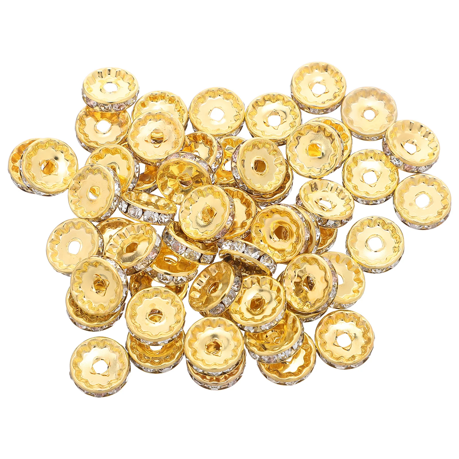 

100Pcs Rhinestone Large Hole Spacer Beads Jewelry Making Crystal Rondelle Beads Metal Charm Bracelet Spacers Loose