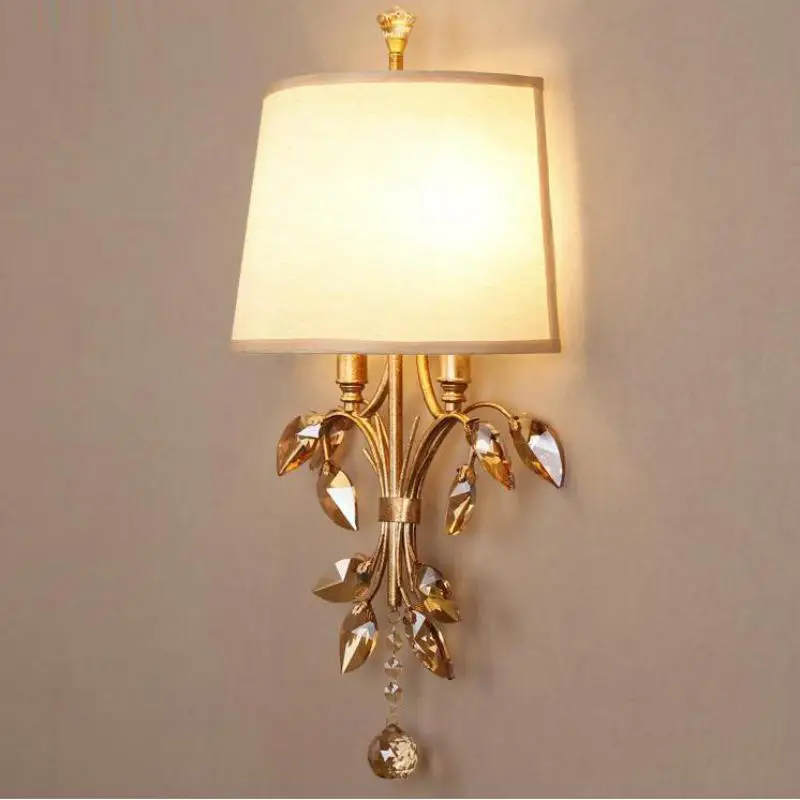 Hotel project deco Antique gold Crystal Wall Sconce Led Arandela Bar lighting Dining Room Loft Industrial Vintage Wall fixtures