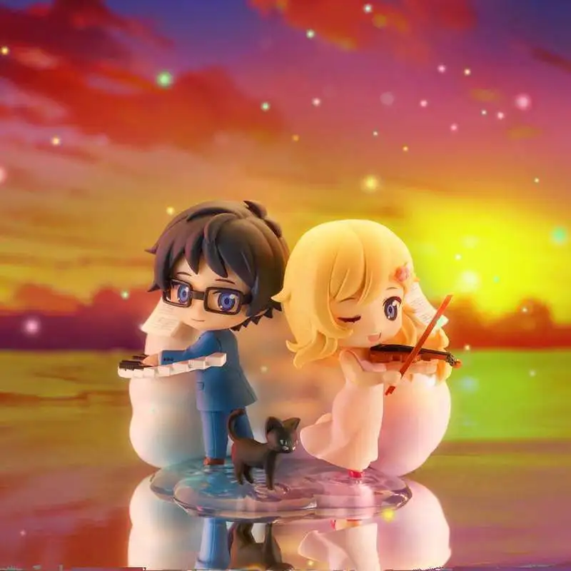 

Gsc Qset Chibi Anime Figure Your Lie In April Kaori Miyazono Kousei Arima Pvc Collectible For Desk Display Anime Collection Fans