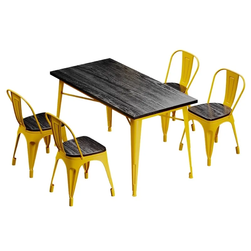 American retro industrial wind iron leisure chair milk tea shop dining table bar transparent combination
