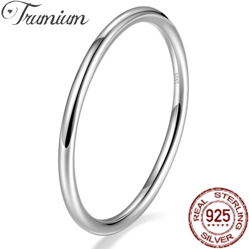 

Trumium 100% 925 Sterling Silver Glossy Slim Line Ring Stackable Dainty Rings for Women Minimalist Personality Fine Jewelry Gift