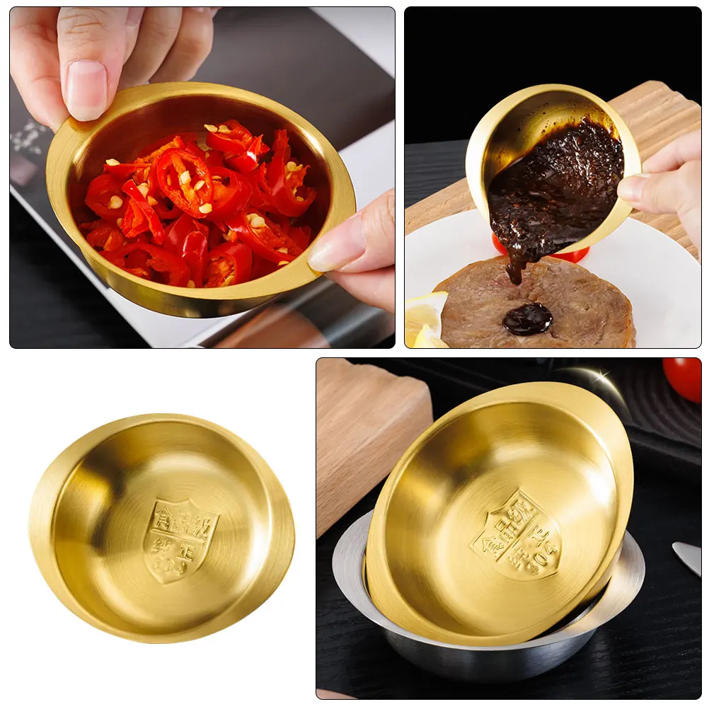 

Stainless Steel Gold Sauce Dish Mini Seasoning Bowl for Soy Sauce Snacks Condiments Small Dipping Cup Salad Dressing Container