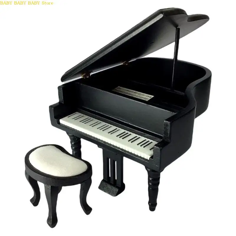 

Q81A Realistic Piano Stool Vintage Piano Play Dollhouses Room Decoration