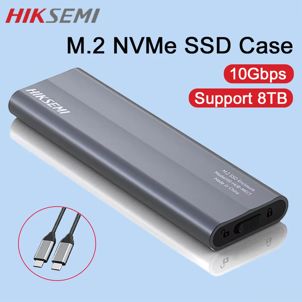 

Внешний корпус-адаптер HIKSIMI M.2 NVMe SSD 10 Гбит/с для NVMe PCI-E M.2 SSD, алюминиевый, USB-C, поддерживает M-ключи для P-серии
