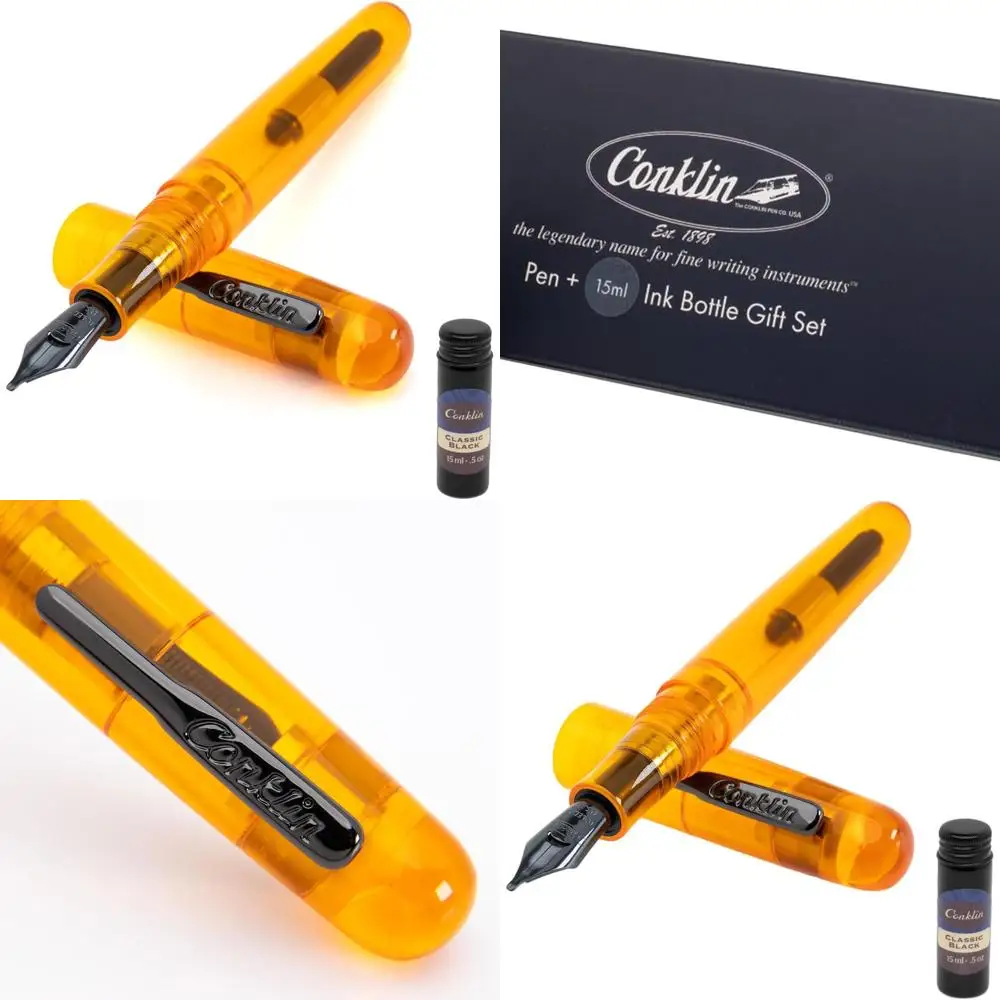 

Luxury Transparent Orange Flex Nib Fountain Pen with Artistic Eyedropper and 15ml Black Ink