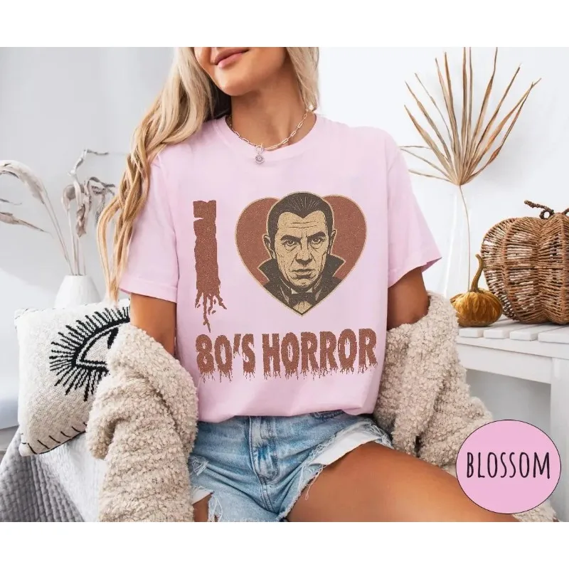 I Love 80s Horror T-shirt - Retro Dracula T-shirt Women's T-shirt New Men's and Women's Retro T-shirt
