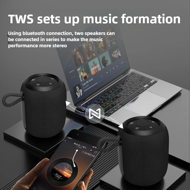 Fabric Bluetooth Speaker Mini New Wireless Portable TWS Speaker with Colorful RGB Light for Outdoor Riding Phone Call FM Radio - Image 5