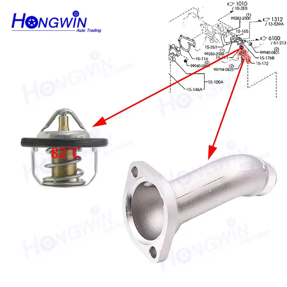 SET WL5115172B Coolant Aluminum Thermostat Housing & Thermostat Fit Ford Ranger 2006-2011 Everest 2007-2014 Mazda BT-50 2006-11