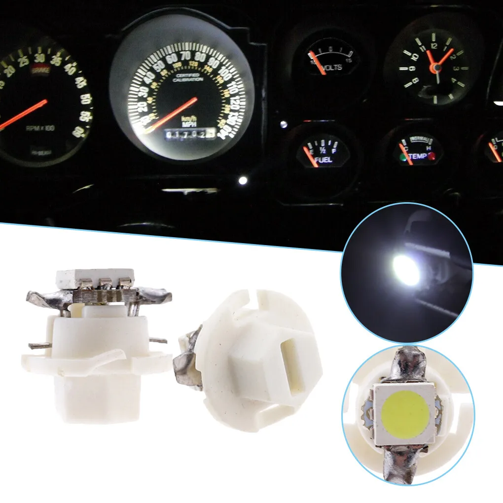 10Pcs T5 B8.4D 5050 1SMD Car LED Dashboard Dash Gauge Instrument Light Bulb 12V