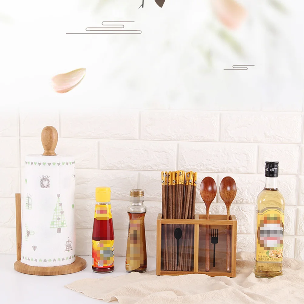 

Eco-Friendly Bamboo Kitchen Utensil Holder Organizer Chopsticks Crock Divider Caddy for Cutlery Fork Spoon Tongs Spatula