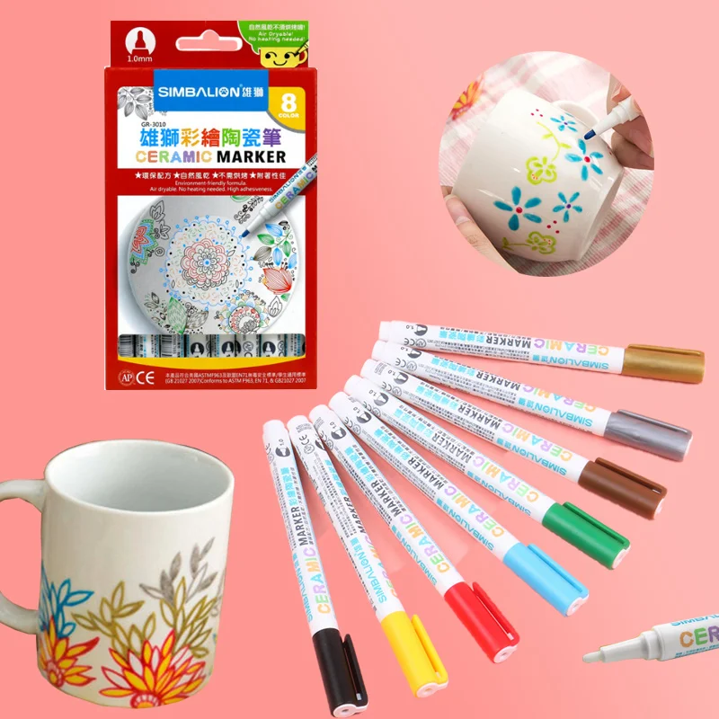 8-color Ceramic Painting Pens Bright Color Strong Adhesion for DIY Hand-painted Ceramics Personalized Graffiti Decoration