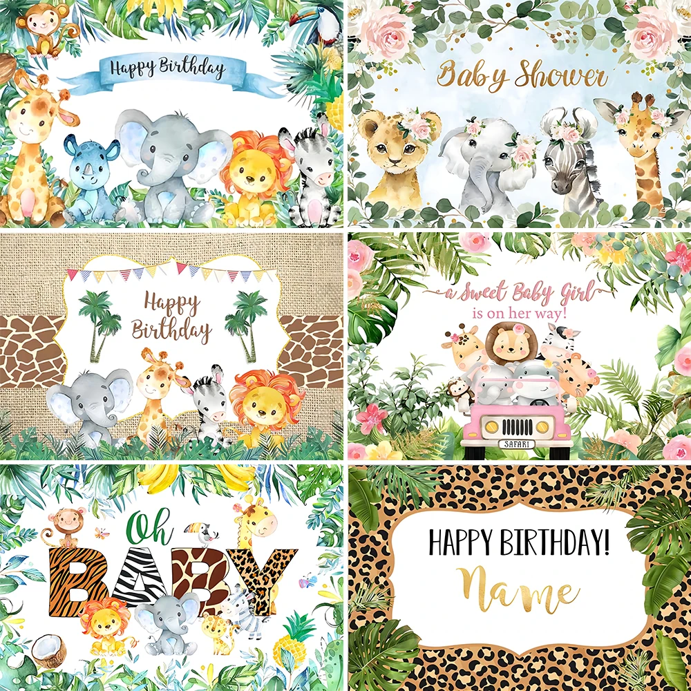 Jungle Safari Tropical Forest Photography Backdrop Newborn Baby Shower Birthday Wild Animal Party Custom Background Photo Studio