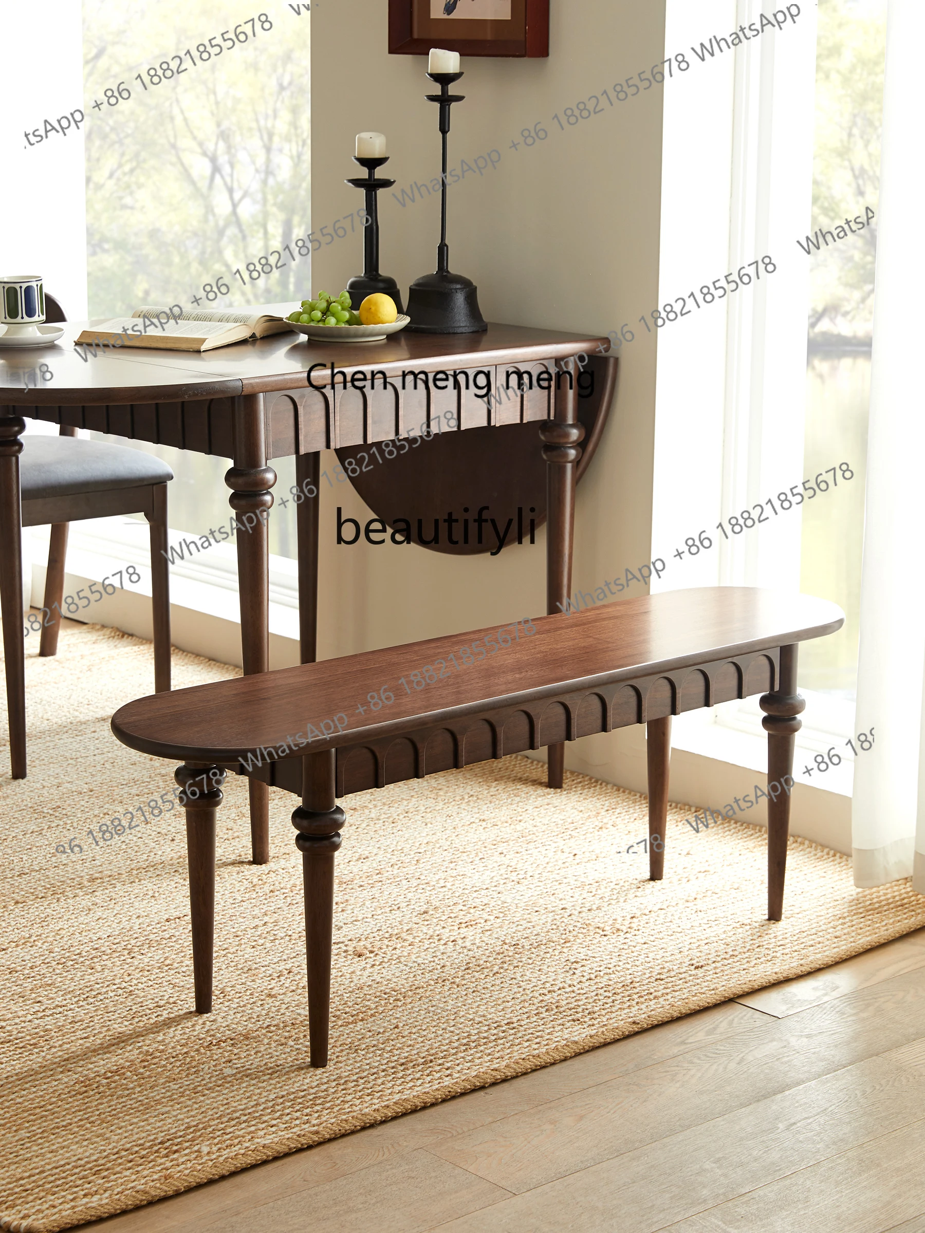 X Solid Wood Long Bench Long Dining Chair Restaurant Bench Home Nordic Simple Dining Stool Vintage American Style