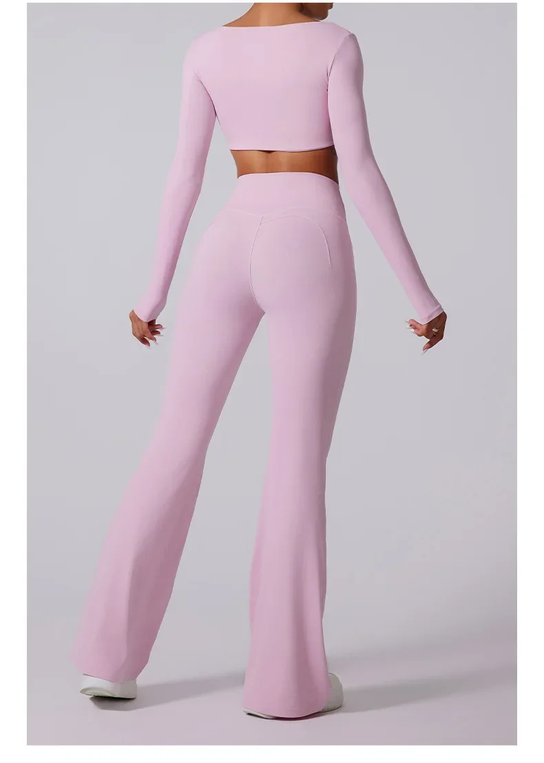 Leggings sportivi a vita alta Donna Palestra Pantaloni da yoga Donna Fitness Allenamento Pantaloni con fondo a campana V Back Scrunch svasato XP15