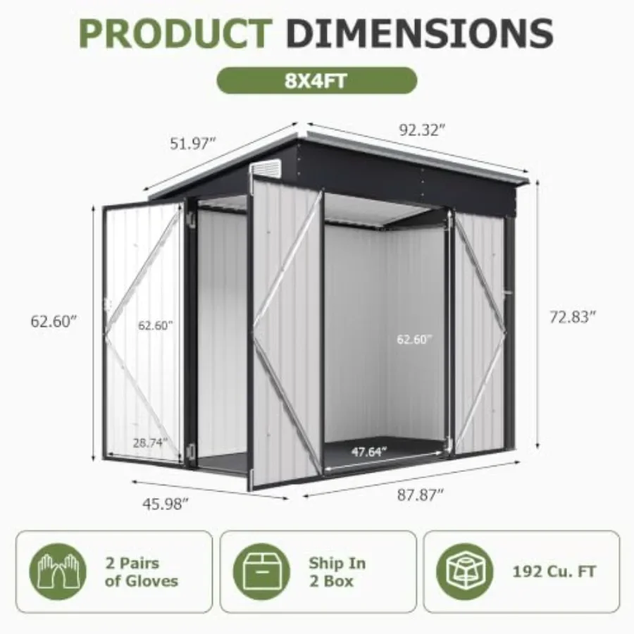 Outdoor Storage Shed for Garden Use, Made of Galvanized Steel, Gray Color, Features 3 Lockable Doors and 14mm PP Floor for Enha