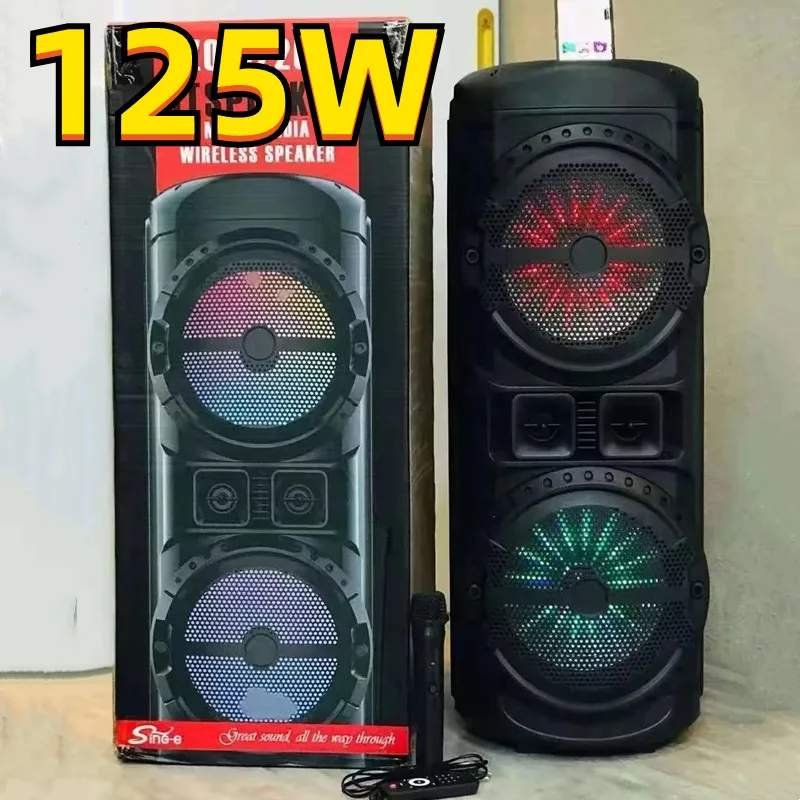 Outdoor Large 125W Bluetooth Speaker Box Wireless Card K Song Soundbox Lantern Column TWS Stereo Soundbar Subwoofer Music Center