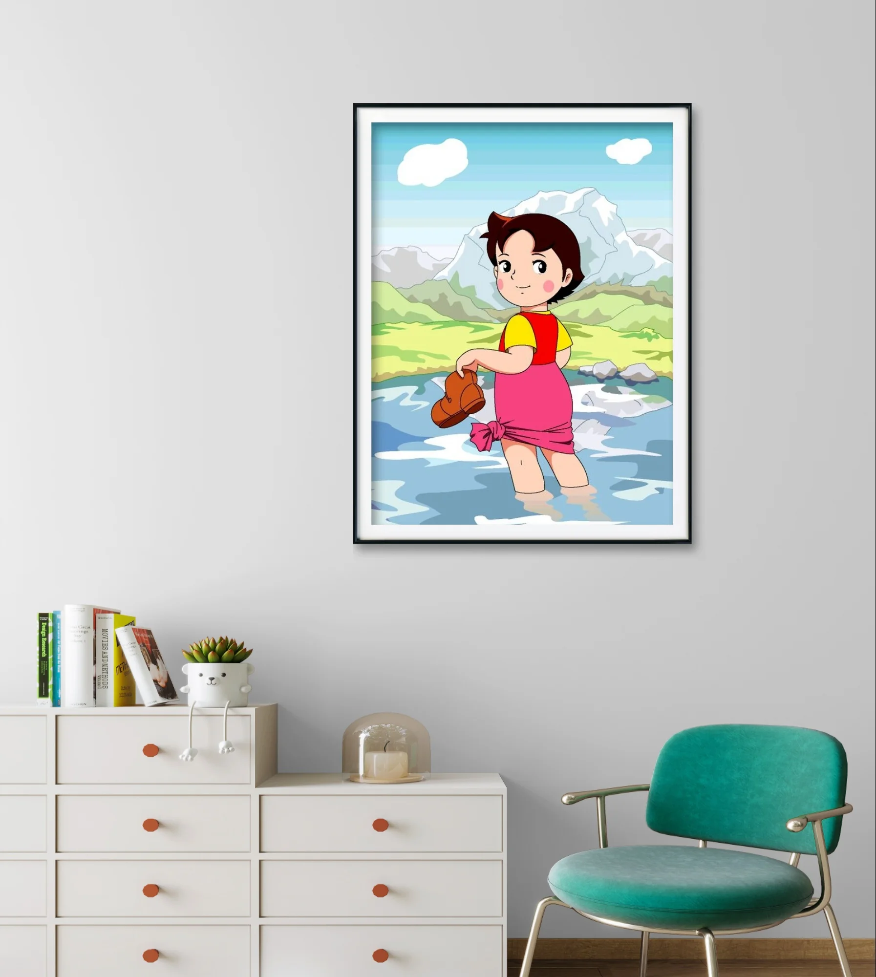 A Girl Of The A-Alps 5D Diamond Painting Kit H-Heidi Diy Diamond Embroidery Cross Stitch Hand Kid Gift Animation Home Wall Decor