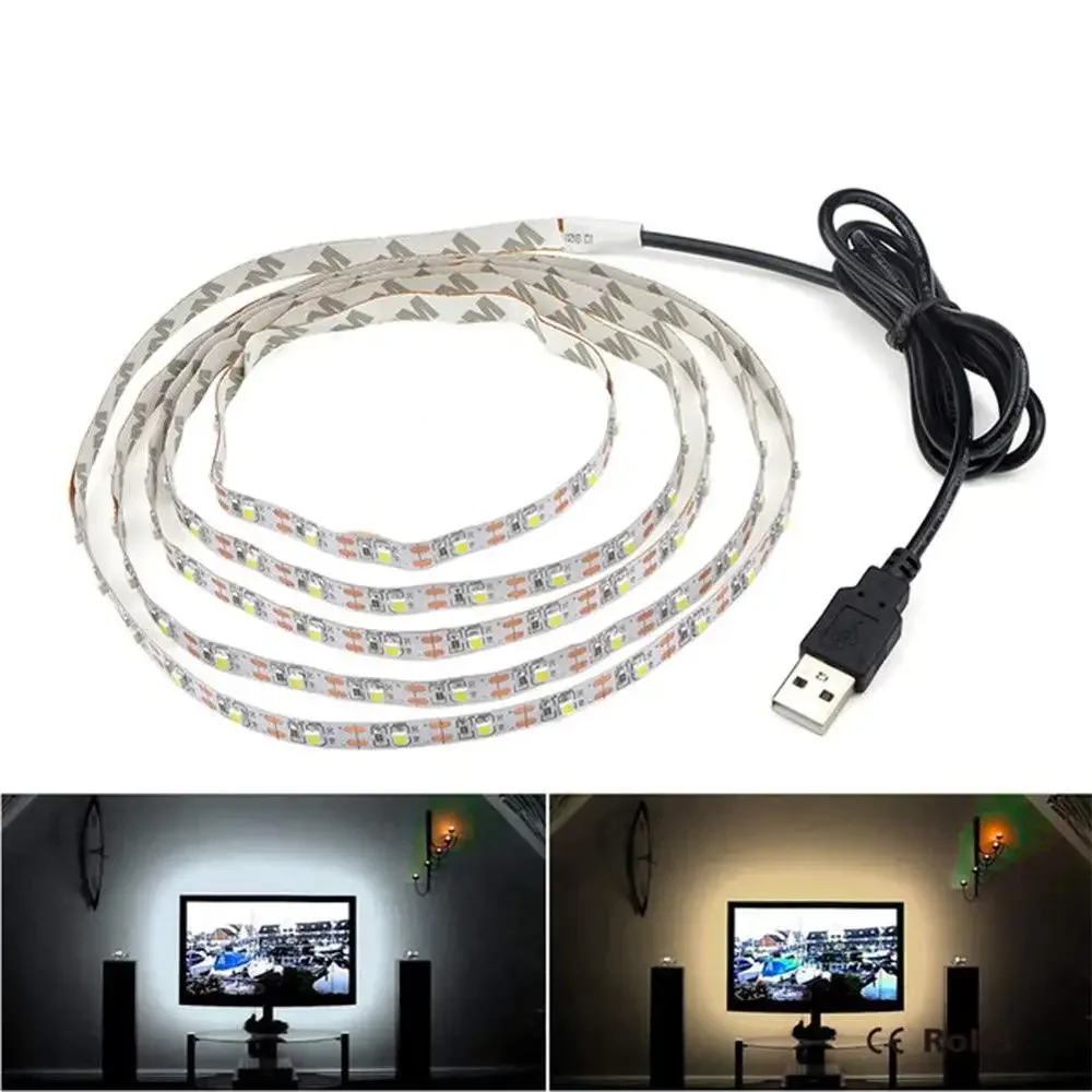 5V  1M 2M 3M 4M 5M USB Cable Power LED strip light lamp SMD 3528 Christmas desk Decor lamp tape For TV Background Lighting