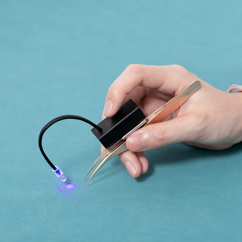 Pinky Leem โลโก้ที่กําหนดเอง 405nm 0.5w ความยาวคลื่น led uv กาว curing light eye lash uv lash แหนบแสงปลอดภัยและเชื่อถือได้