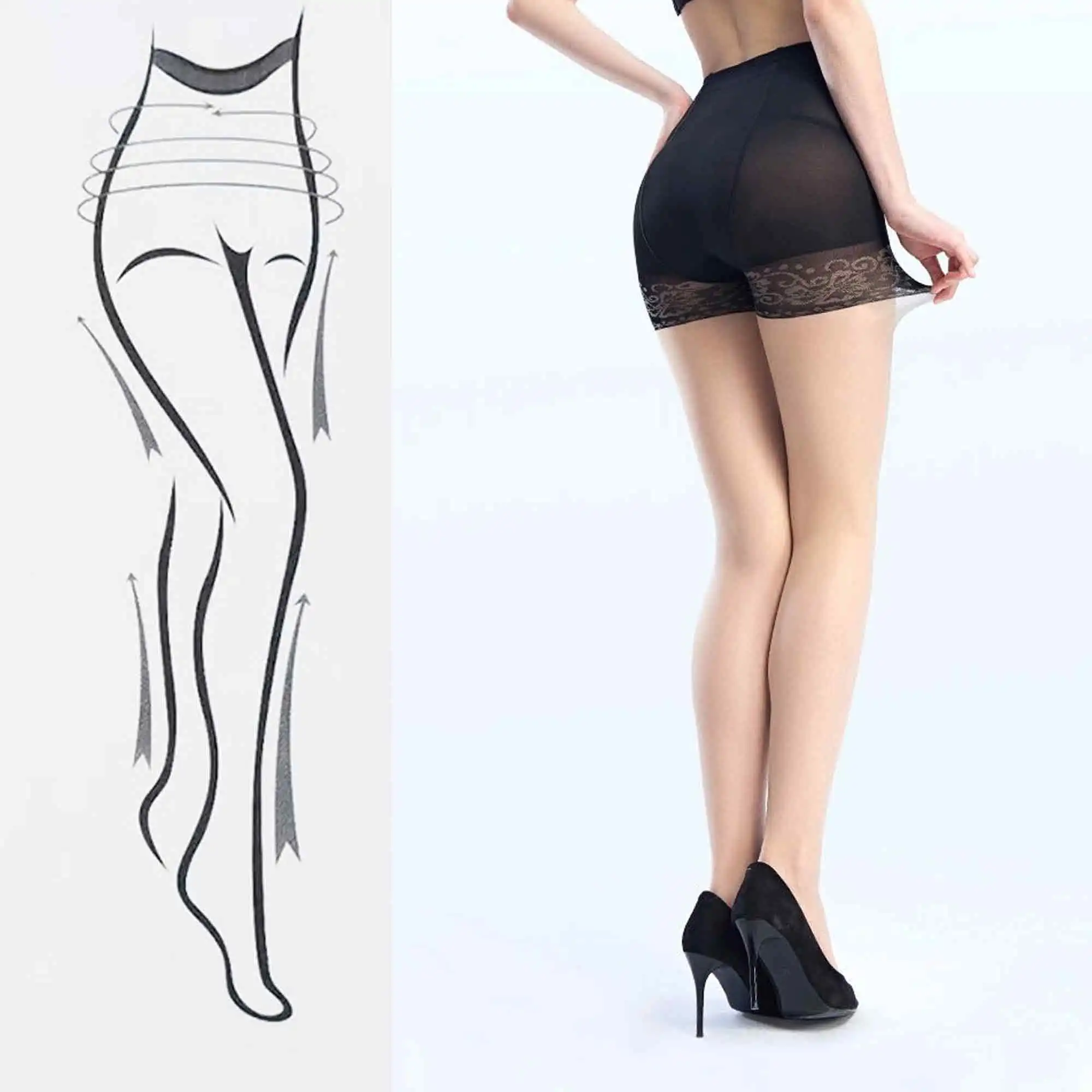 1 pièce 8D bas femmes couleur de peau collants résistant aux déchirures anti-accroc collants chaussettes noires coupe ajustée ultra-mince leggings