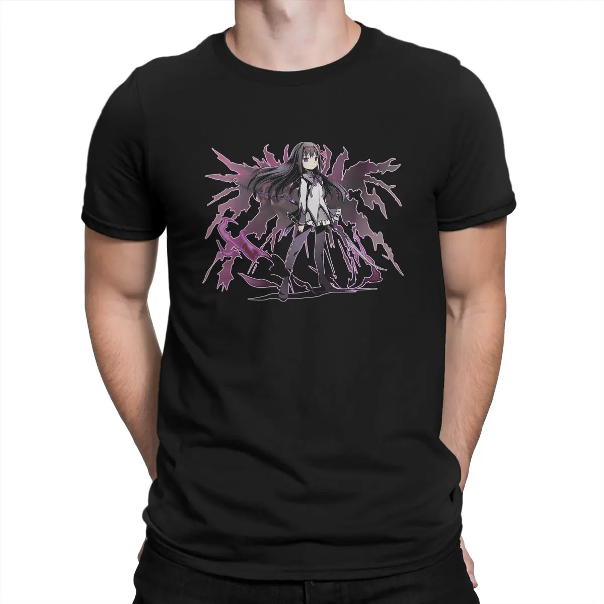 Homura Essential T-Shirt for Men Puella Magi Madoka Magica Anime Vintage Pure Tee Shirt Round Collar Short Sleeve T Shirts