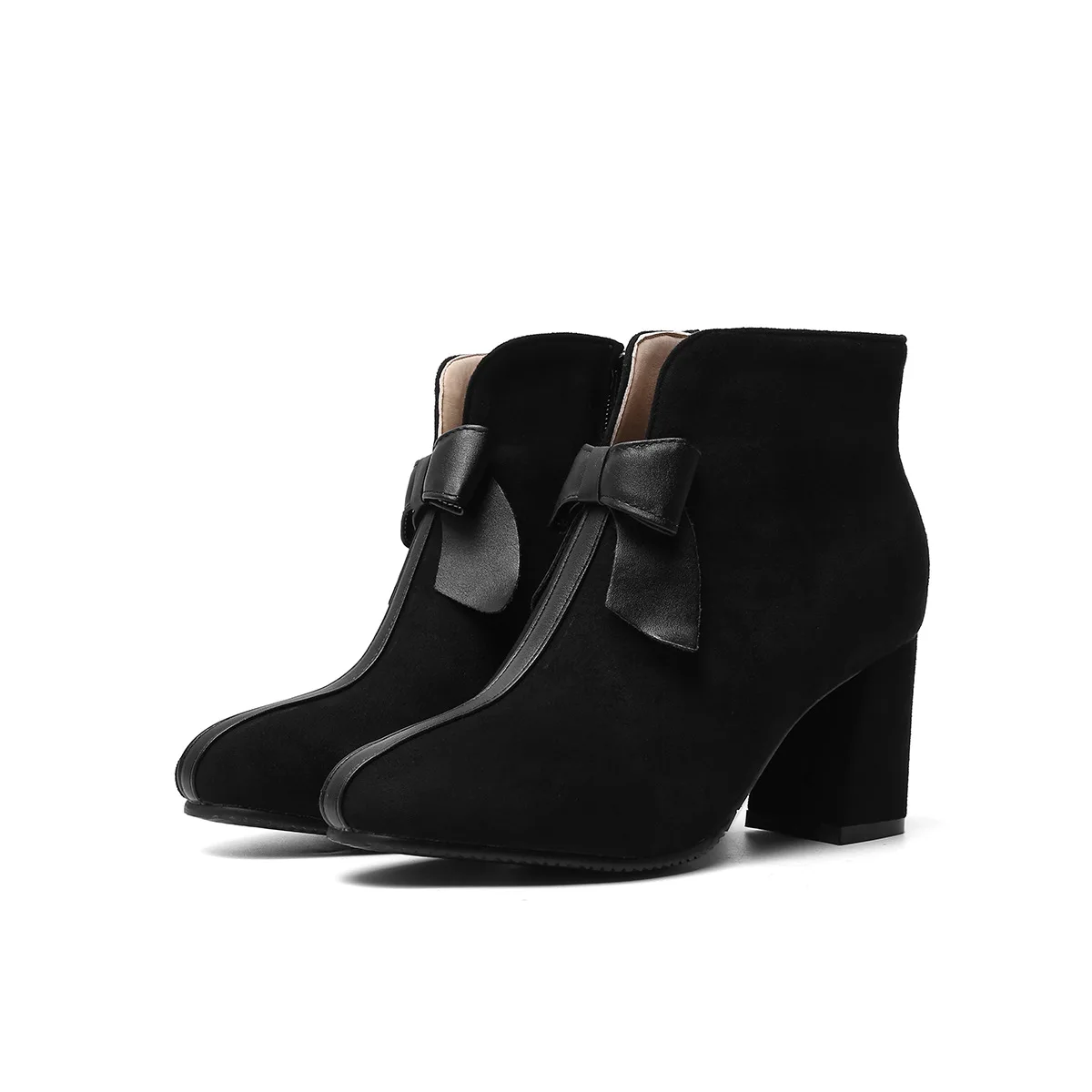 Elegant Bowknot Women's Ankle Boots Thick High Heels Winter Boot Women Dance Party Shoes Female Booties Large Size 42 43 WSH5424