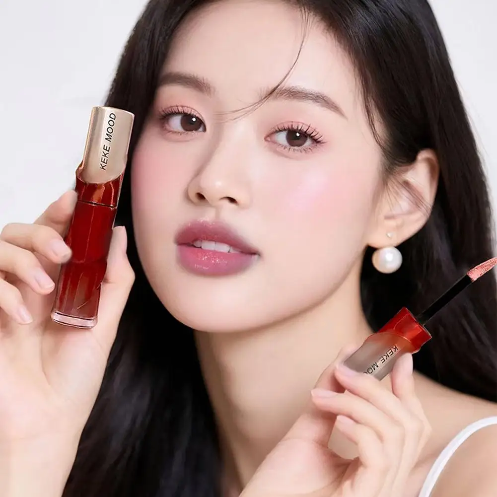 Crystal Nude Gray Nude glitter lip gloss Korean Lip Glaze Sheer Nude Glitter Lip Transparent Crystal Stain Shine Plumping Makeup