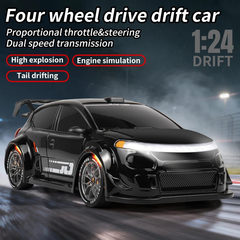 New 4WD RC Car With LED Remote Control Cars High Speed Fast Drift Racing Wireles 2.4G Model Toy Kid Children Boys Birthday Gifts