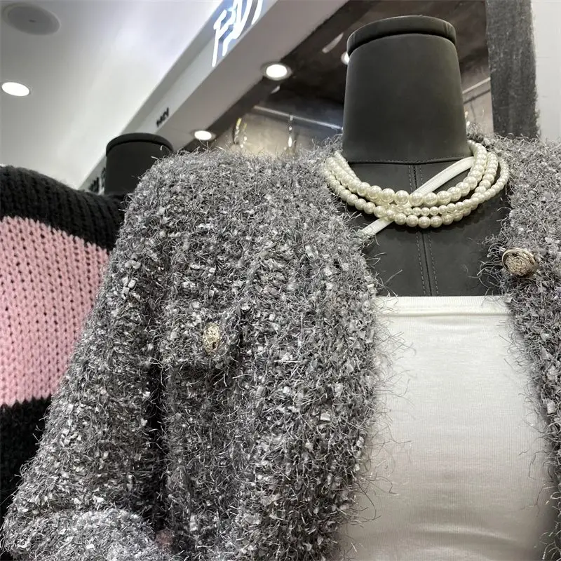 Fashionable Autumn Sweater Sequins V-Neck Long Sleeve Tassel Women's Flare Sleeve Knitted Cardigan Coat