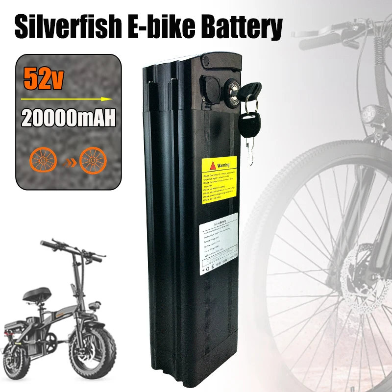 52V 20000mAh  Lithium ion Battery Pack 20Ah ,for Silver Fish Style with Aluminum Case Anti-theft Lock