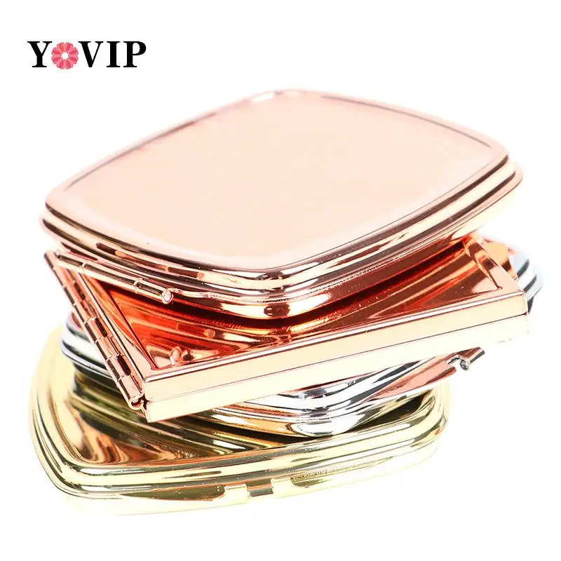 1PC Portable Folding Vintage alloy compact pocket mirror folded makeup cosmetic mirror