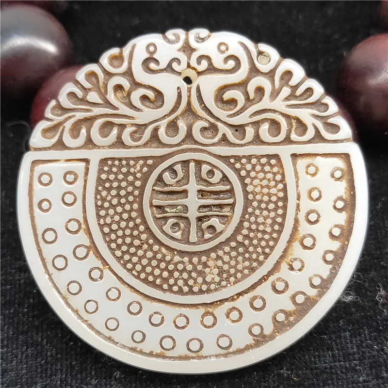 

Ancient jade stone carving stone ornament 90939 Hetian vintage home decor stone white jade brand pendant