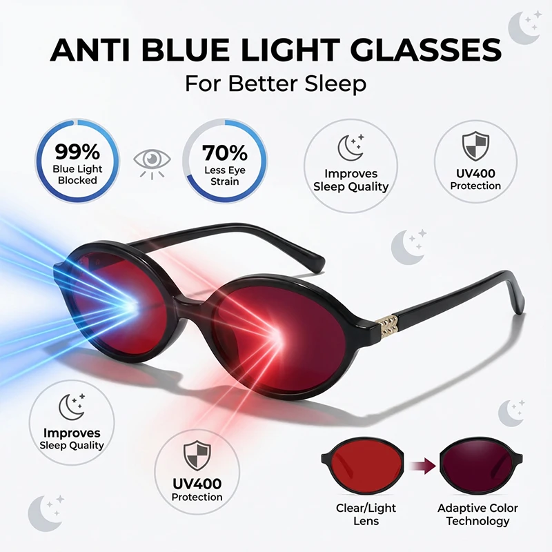 Anti Blue Light Glasses Men Women 2026 Luxury Brand Read Sleep Red Lens Computer Game Eyeglasses Change Color Sunglasses Shades