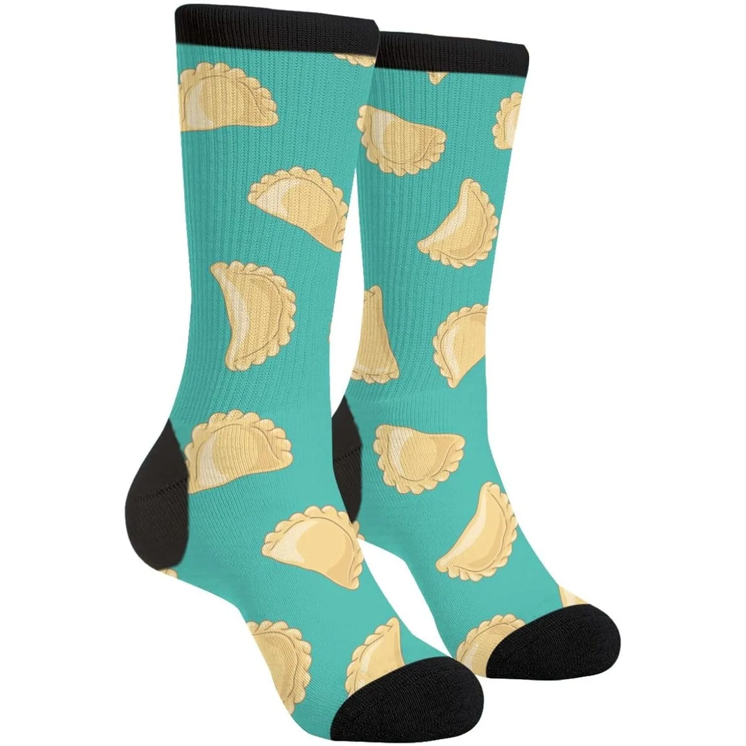 Pierogi Print Athletic Crew Socks for Men Women, 2 Pack Cushioned Performance Socks