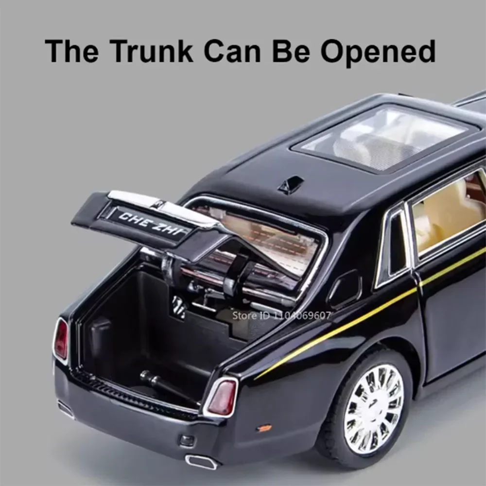 1:32 Scale Rolls-Royce Phantom Toys Miniature Model Diecast Alloy Cars Sound Light Pull Back Doors Opened Vehices Holiday Gifts