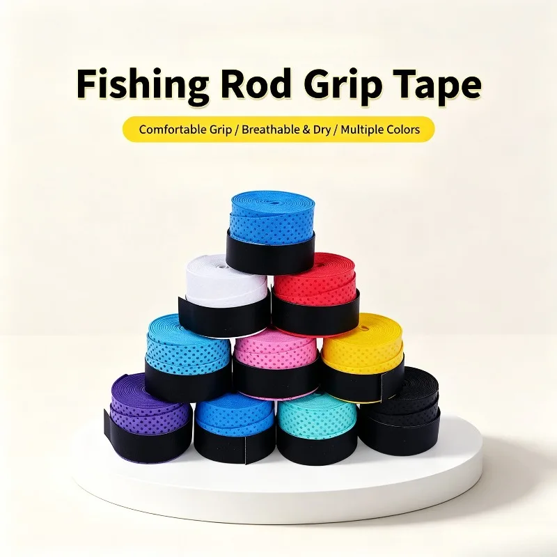 Barrel Pack Dotted Anti Slip Sweat Absorbing Overgrip Film Wrapped Handle Tape for Tennis Badminton Rope Skipping Fishing Rod